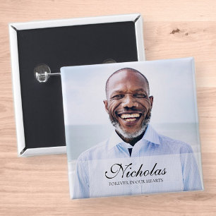 Badge Carré 5 Cm Mémorial photo classique et simple
