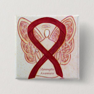 Badge Carré 5 Cm Méningite Sensibilisation à l'angle Épingles de ru