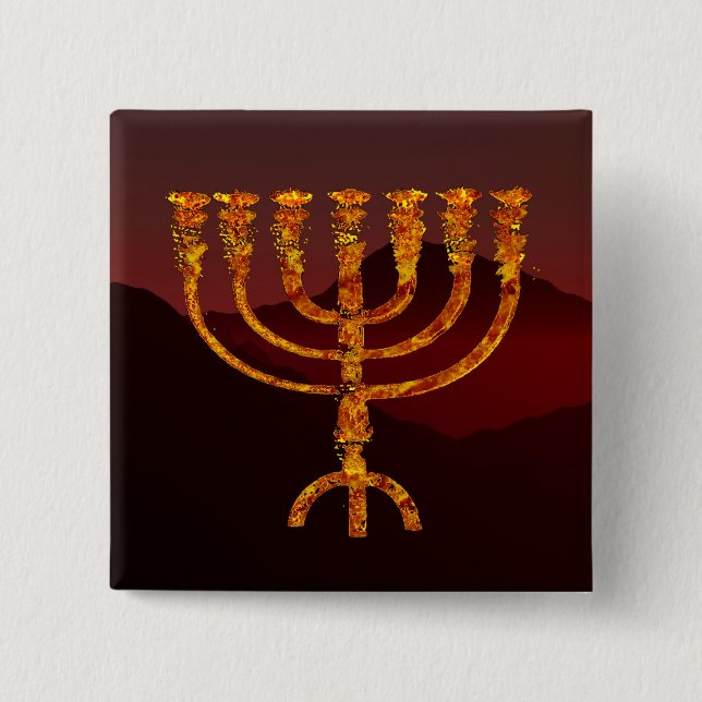 Badge Carré 5 Cm Menorah de Moshe (Devant)
