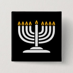 Badge Carré 5 Cm Menorah - Joyeux cadeau de vacances juives Hanoukk