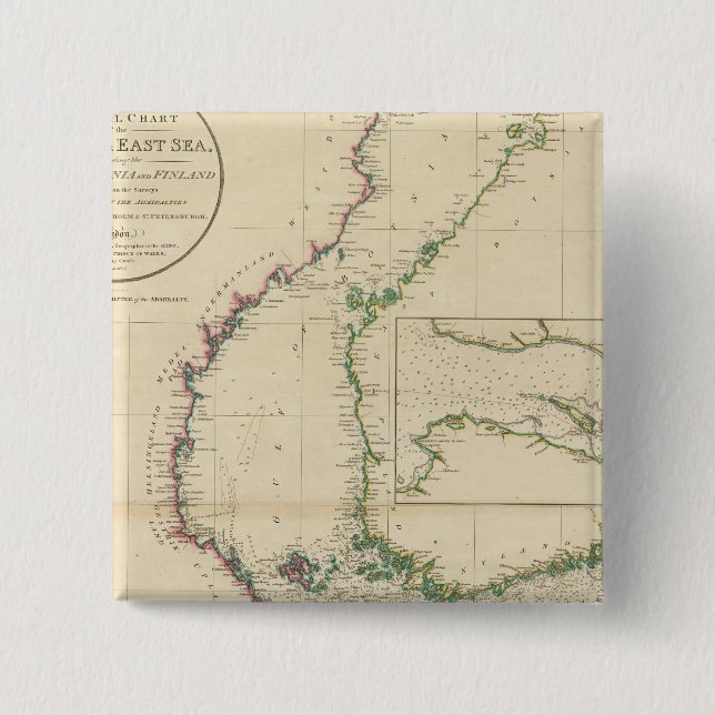 Badge Carré 5 Cm Mer Baltique (Devant)