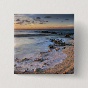 Badge Carré 5 Cm Mer des Caraïbes, Îles Caïmans. Vagues déferlantes