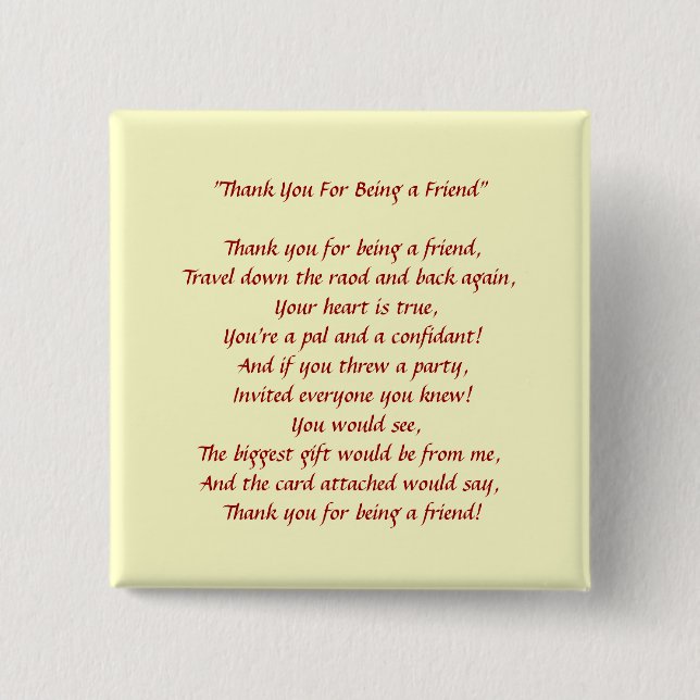 Badge Carré 5 Cm Merci D'Être Mon Ami - Bouton (Devant)