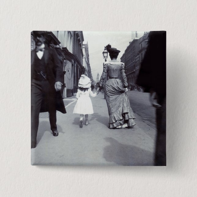 Badge Carré 5 Cm Mère 1880 + Fille à Boston (Devant)