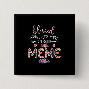 Badge Carré 5 Cm Mère bénie d'être appelée maman et fleur de mamie