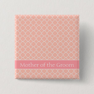 Badge Carré 5 Cm Mère branchée de la chambre rose et blanc