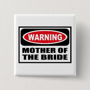 Badge Carré 5 Cm MÈRE d'avertissement du bouton de JEUNE MARIÉE