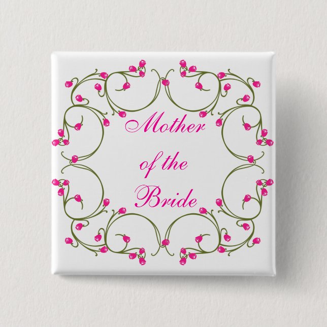 Badge Carré 5 Cm Mère de la jeune mariée (Devant)