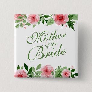 Badge Carré 5 Cm Mère de la jeune mariée épousant le bouton de P