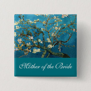 Badge Carré 5 Cm Mère de la mariée arbre d'amandier en fleurs