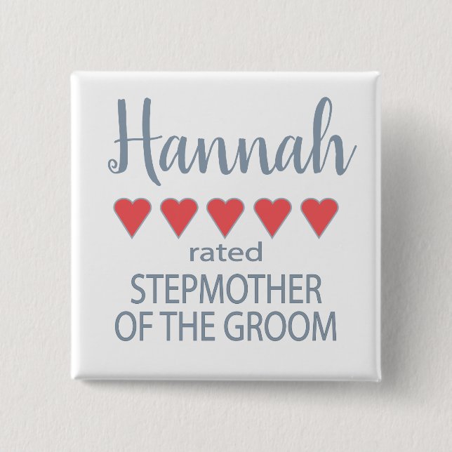 Badge Carré 5 Cm Mère de substitution du marié 5 cœurs pour cortège (Devant)