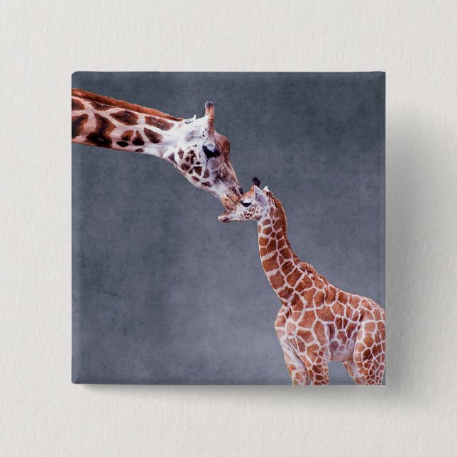 Badge Carré 5 Cm Mère des images | de Getty et girafe de bébé (Devant)