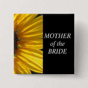 Badge Carré 5 Cm Mère du bouton de mariage de tournesol de jeune