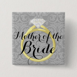 Badge Carré 5 Cm Mère du bouton de noce d'anneau de jeune mariée