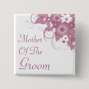 Badge Carré 5 Cm Mère du bouton mauve de bouquet de marié