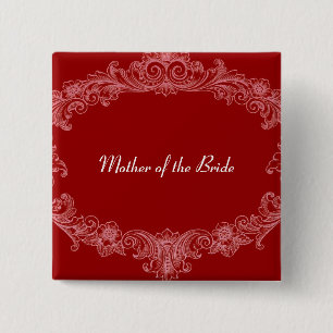 Badge Carré 5 Cm MÈRE du cru ROUGE V03 de bouton de JEUNE MARIÉE