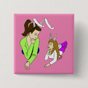 Badge Carré 5 Cm mère et fille bunnygirls