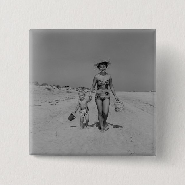 Badge Carré 5 Cm Mère et fils (Devant)