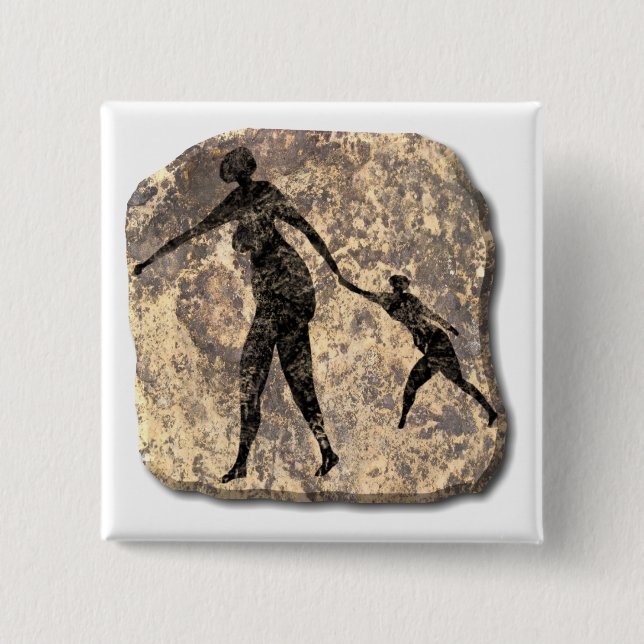 Badge Carré 5 Cm Mère et pierre infantile (Devant)