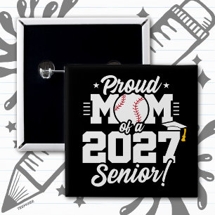 Badge Carré 5 Cm Mère fière de la promotion 2027 diplômée de baseba