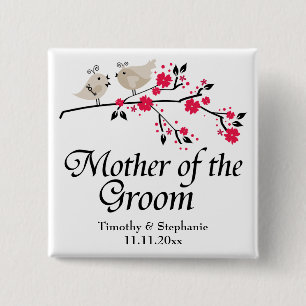 Badge Carré 5 Cm Mère personnalisée du mariage floral de marié