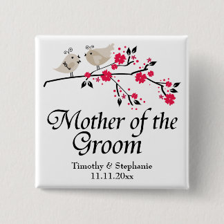 Badge Carré 5 Cm Mère personnalisée du mariage floral de marié
