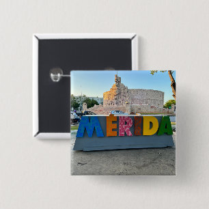 Badge Carré 5 Cm Merida, Mexique - Bouton Carré