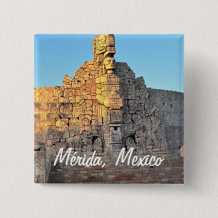Badge Carré 5 Cm Merida, Mexique - Bouton Carré