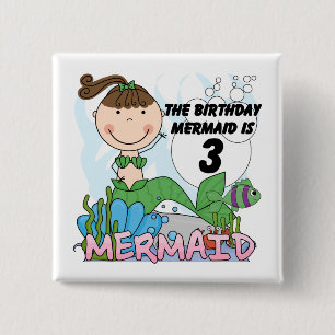 Badge Carré 5 Cm Mermaid T-shirts et cadeaux pour le 3ème anniversa