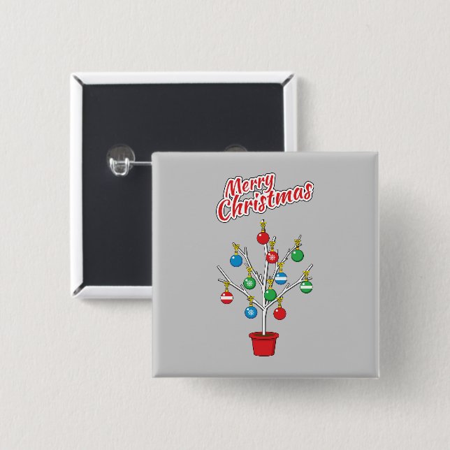 Badge Carré 5 Cm Merry Christmas (Devant & derrière)