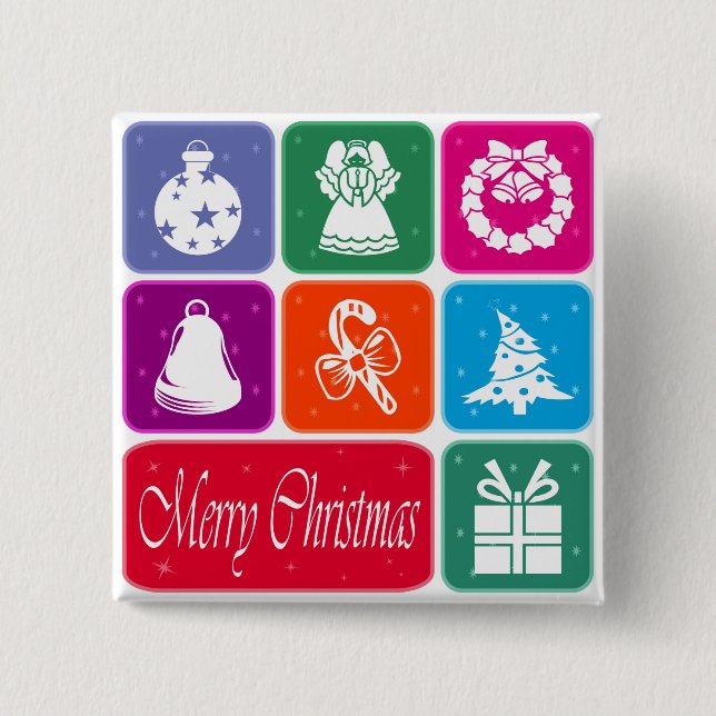Badge Carré 5 Cm Merry Christmas (Devant)