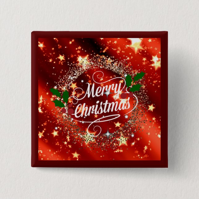 Badge Carré 5 Cm Merry Christmas sparkle and shine (Devant)