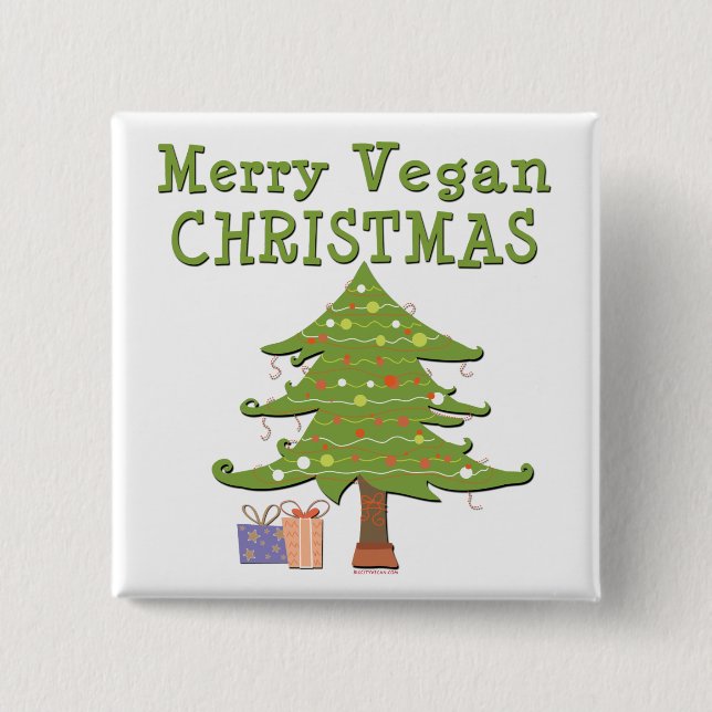Badge Carré 5 Cm Merry Vegan Christmas (Devant)