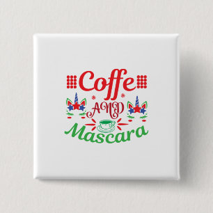 Badge Carré 5 Cm Merry Xmas Cafeine And Mascara