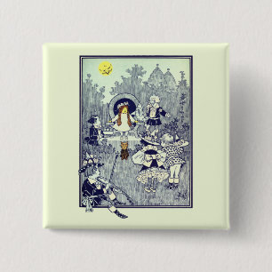 Badge Carré 5 Cm Merveilleux Magicien d'Oz, Dorothy rencontre les M
