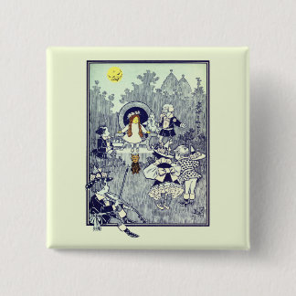 Badge Carré 5 Cm Merveilleux Magicien d'Oz, Dorothy rencontre les M