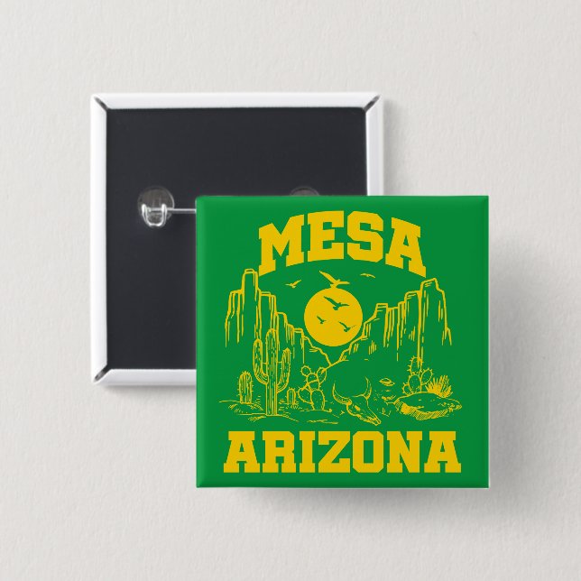 Badge Carré 5 Cm Mesa, Arizona (Devant & derrière)