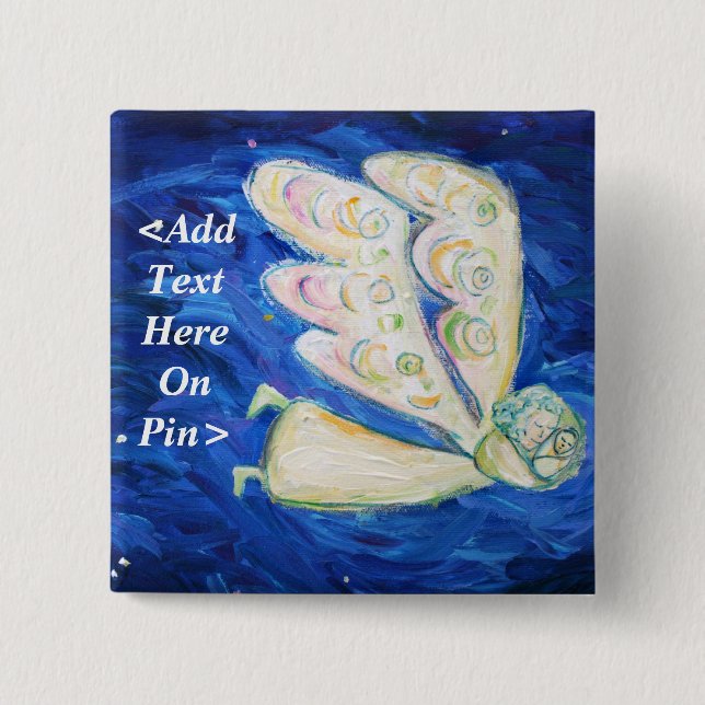 Badge Carré 5 Cm Message du bouton personnalisé Angel et bébé du ga (Devant)