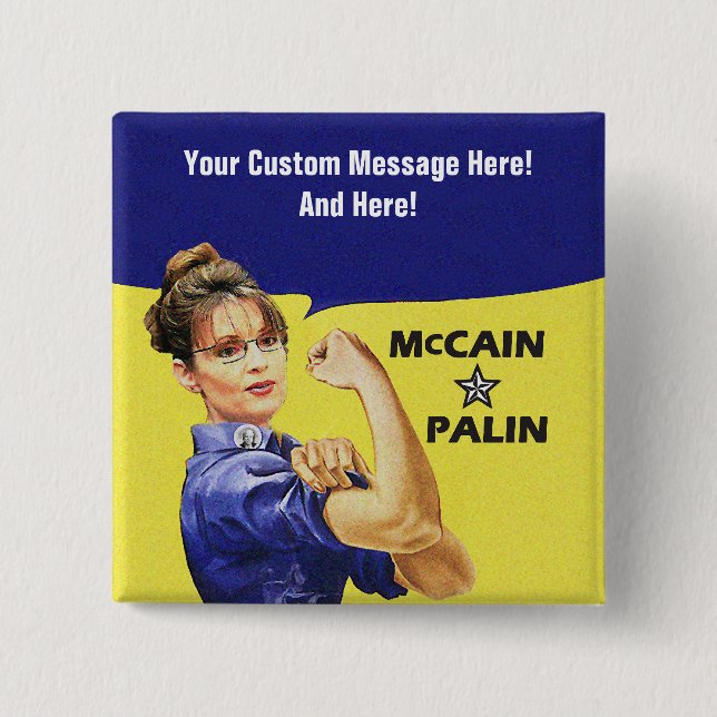 Badge Carré 5 Cm Message personnalisable Sarah Palin (Devant)