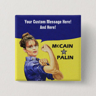 Badge Carré 5 Cm Message personnalisable Sarah Palin