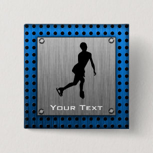 Badge Carré 5 Cm Métal balayé par Faux ; Patinage artistique