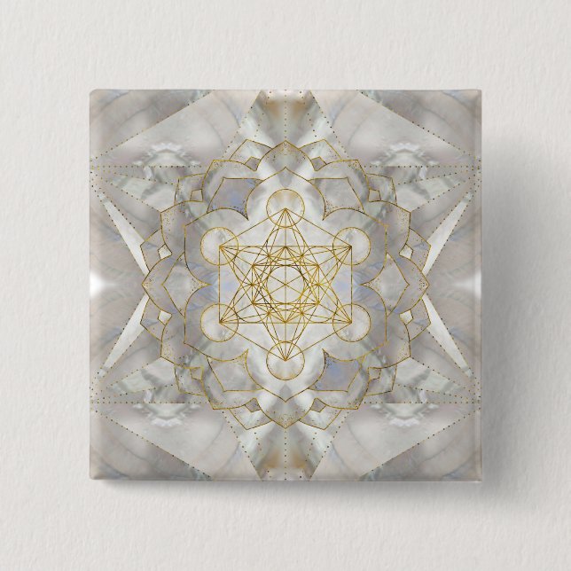 Badge Carré 5 Cm Metatron's Cube in lotus Sacred Geometry (Devant)
