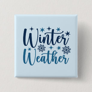 Badge Carré 5 Cm Météo d'hiver - Typographie des Fêtes Neiges