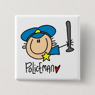 Badge Carré 5 Cm Métier d'agent de police