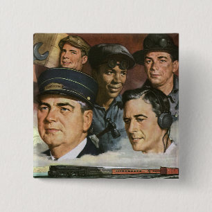 Badge Carré 5 Cm Métiers commerciaux, patriotisme patriotique vinta