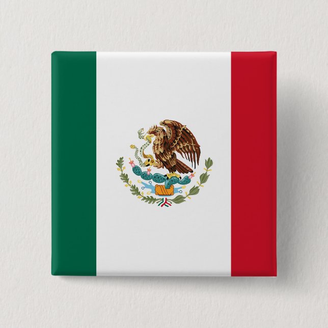 Badge Carré 5 Cm Mexico Flag Button (Devant)