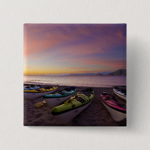 Badge Carré 5 Cm Mexique, Baja, mer de Cortez. Kayaks de mer et