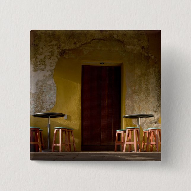 Badge Carré 5 Cm Mexique, Oaxaca, balcon ensoleillé de l'après-midi (Devant)