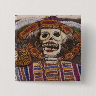 Badge Carré 5 Cm Mexique, Oaxaca. Tapisserie de sable (tapete de ar