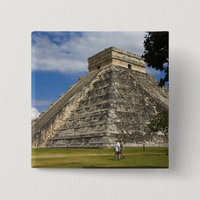 Badge Carré 5 Cm Mexique, Quintana Roo, près de Cancun, Chichen 6 (Devant)